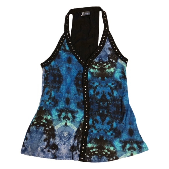 Urban Outfitters Black Studded Blue Green Tank - Picture 3 of 6